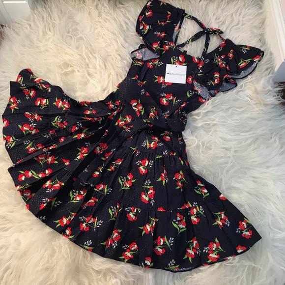 Jill Stuart Floral-Jacquard Flutter-Sleeve Dress - Picture 7 of 9